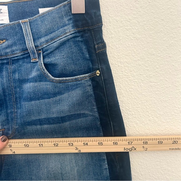 FRAME Denim Le Vintage Crop Jeans Flare Two-Tone Contrast Wide Fall Blue Size 25 - Picture 12 of 16